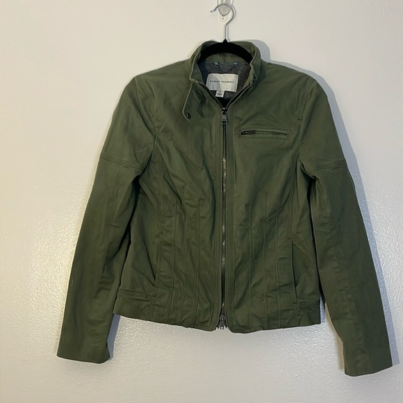 Banana Republic Jackets & Blazers - Banana Republic | Army green moto brushed cotton jacket Womens size 7 stretch